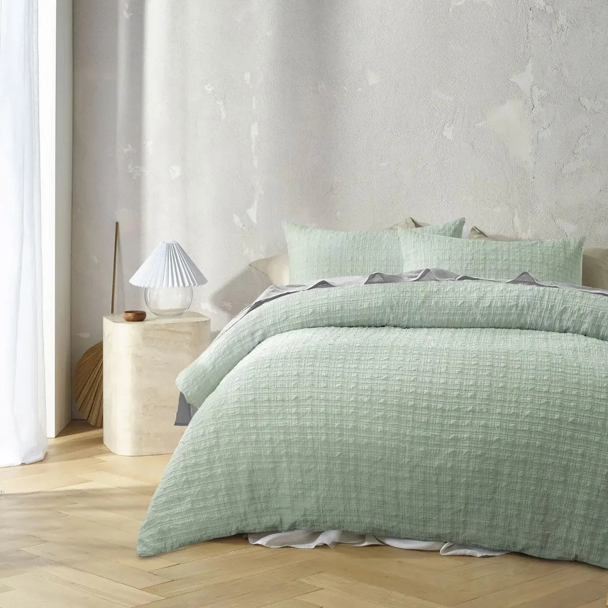 Accessorize Augusta Sage Crinkled Look Quilt Cover Set Double