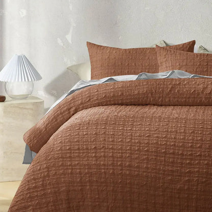 Accessorize Augusta Terracotta Crinkled Look Quilt Cover Set Double - Image 3