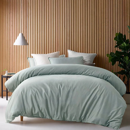 Accessorize 400TC Sage Bamboo Cotton Double Stitch Quilt Cover Set King