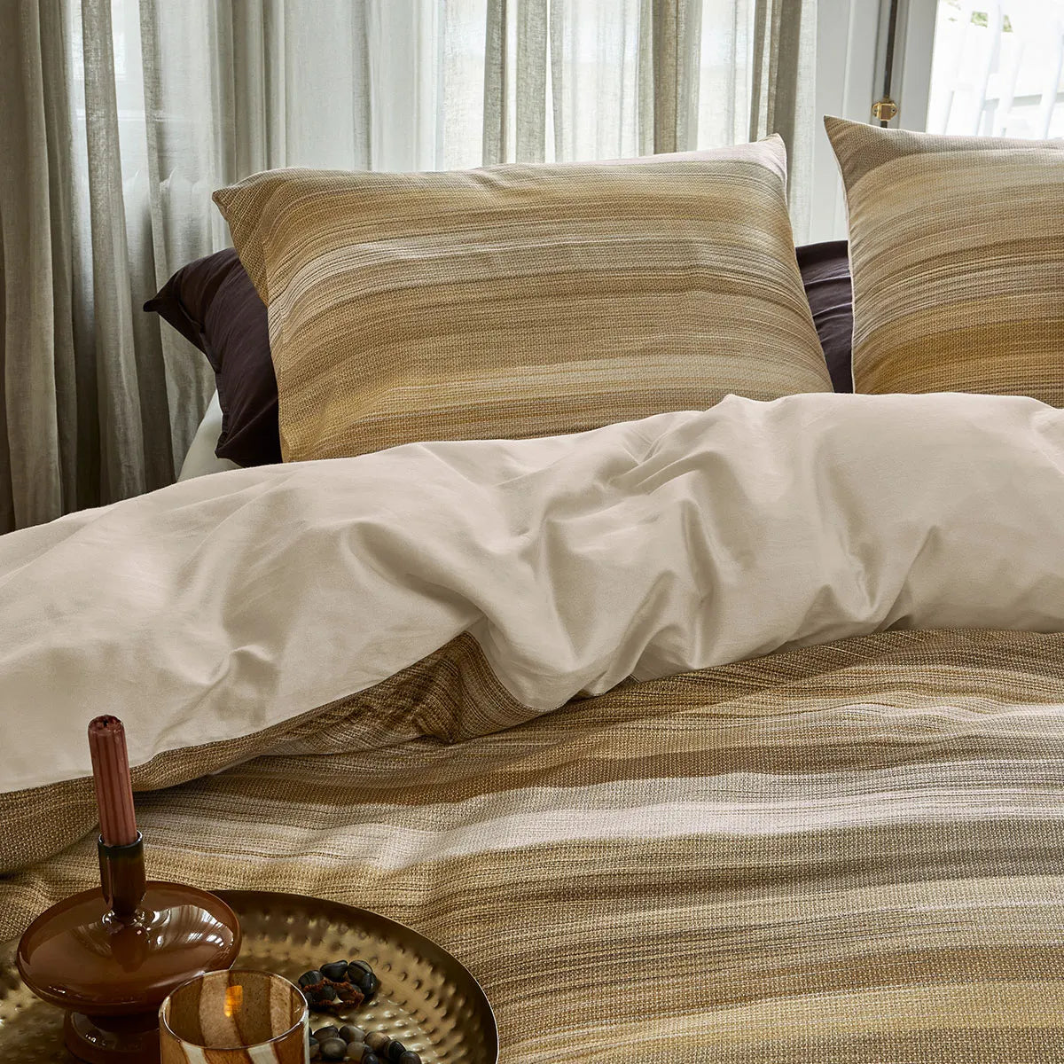 Bedding House Elie Natural Cotton Sateen Quilt Cover Set King - Image 3