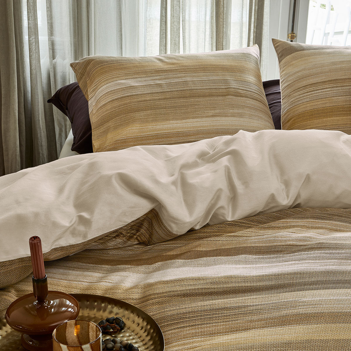 Bedding House Elie Natural Cotton Sateen Quilt Cover Set Queen - Image 3
