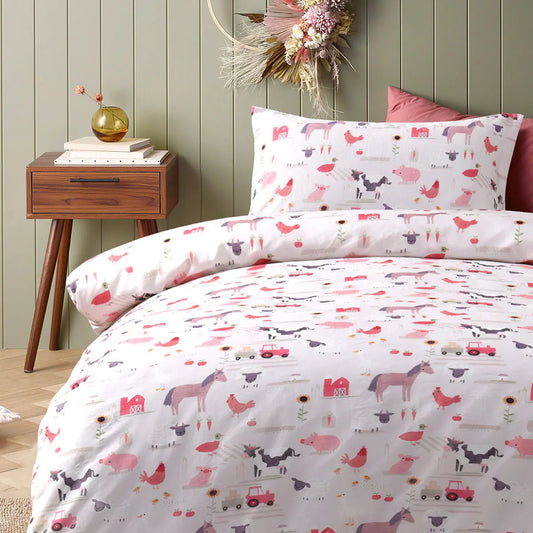 Happy Kids Farmyard Friends Washed Quilt Cover Set Single - Image 3
