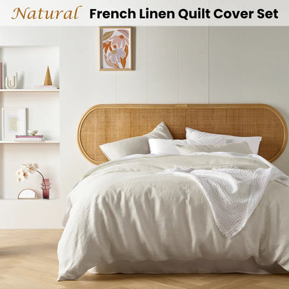 Vintage Design Homewares Natural French Linen Quilt Cover Set Single - Image 2
