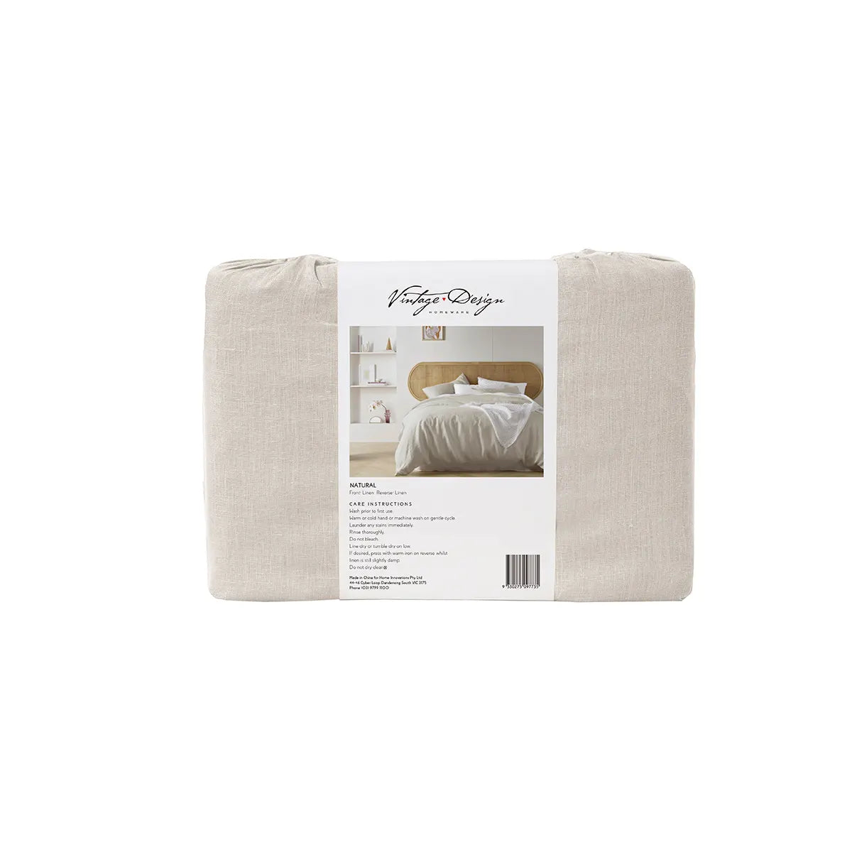 Vintage Design Homewares Natural French Linen Quilt Cover Set Single - Image 3