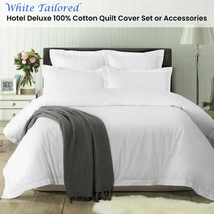 Accessorize White Tailored Hotel Deluxe Cotton Quilt Cover Set Queen - Image 2