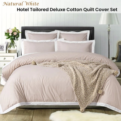 Accessorize White/Natural Tailored Hotel Deluxe Cotton Quilt Cover Set Super King - Image 2