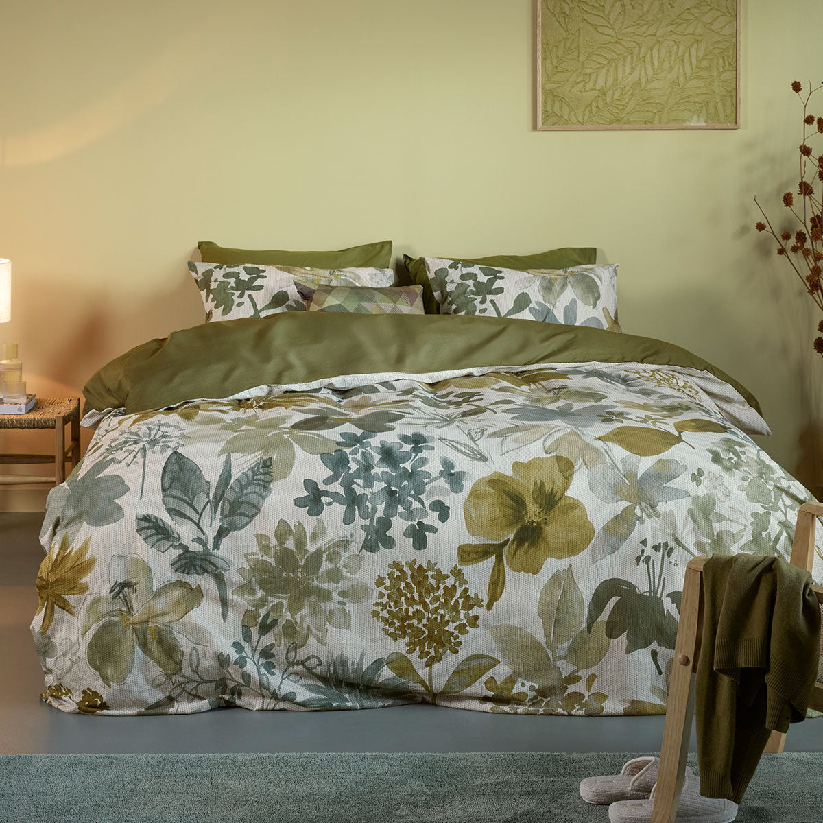 Bedding House Lilian Green 100% Cotton Percale Quilt Cover Set King
