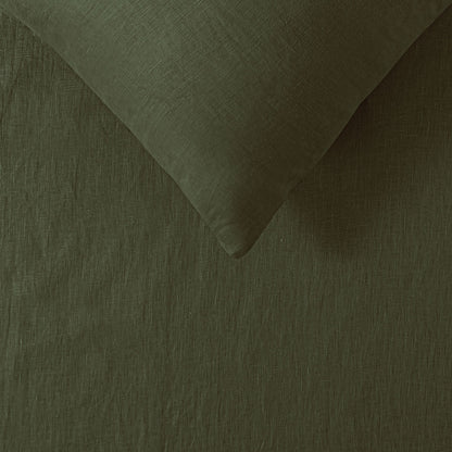 100% Linen Olive Quilt Cover Set Super King - Image 3