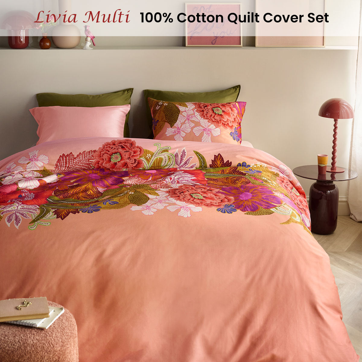Oilily Livia Multi Cotton Floral Quilt Cover Set King - Image 2