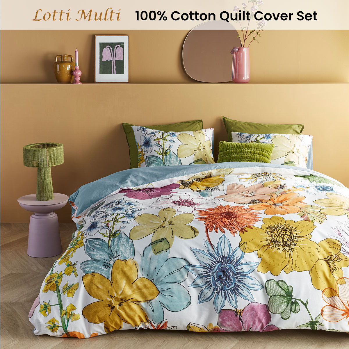 Bedding House Lotti Multi Cotton Floral Quilt Cover Set King - Image 2