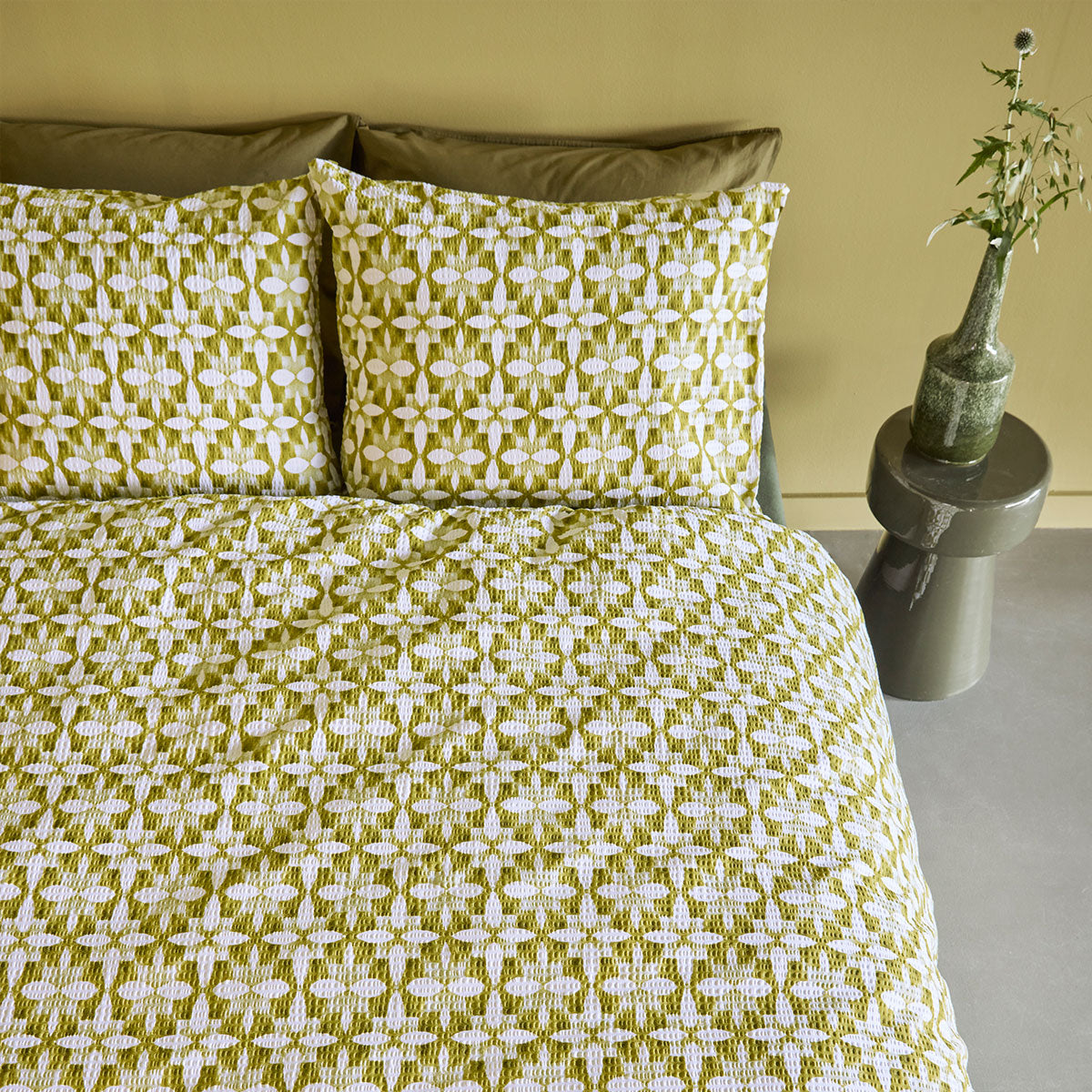 Bedding House Mae Green Seersucker Cotton Quilt Cover Set Queen - Image 4