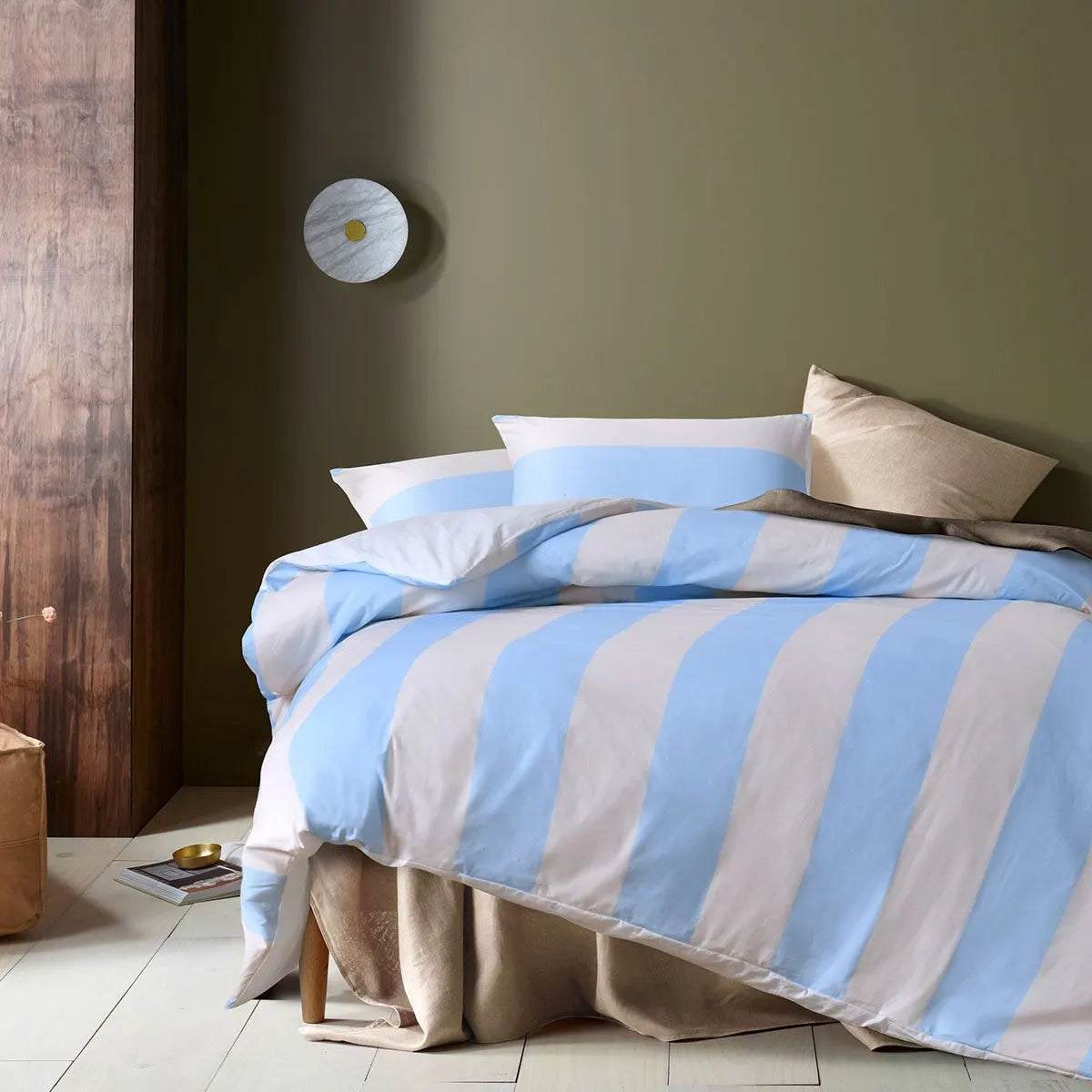 Accessorize Regency Blue Striped Washed Cotton Quilt Cover Set King