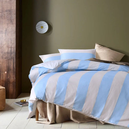 Accessorize Regency Blue Striped Washed Cotton Quilt Cover Set Queen