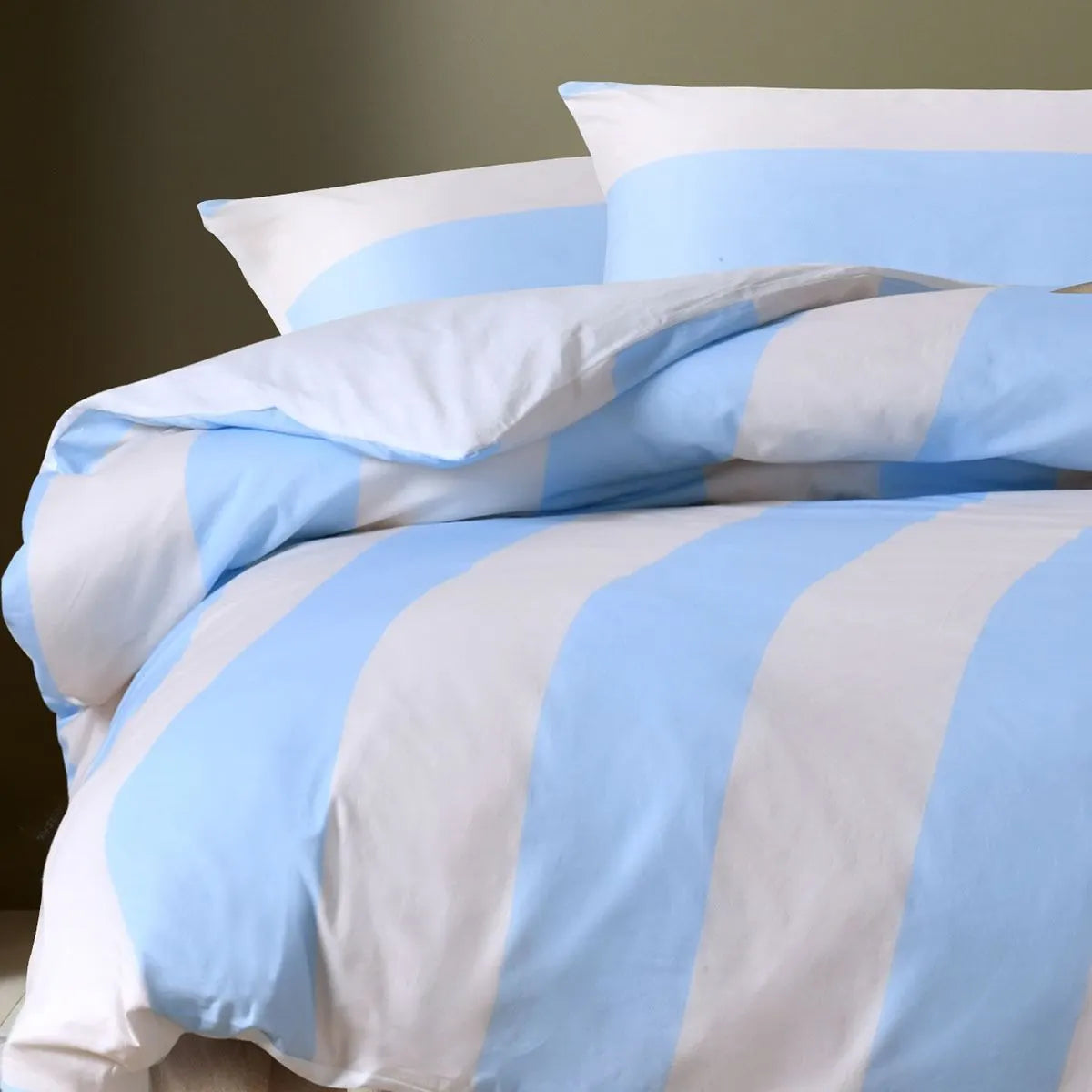 Accessorize Regency Blue Striped Washed Cotton Quilt Cover Set Queen - Image 3