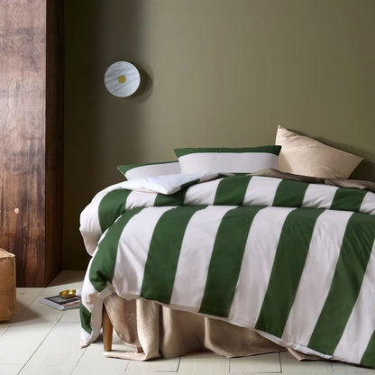 Accessorize Regency Green Striped Washed Cotton Quilt Cover Set Queen