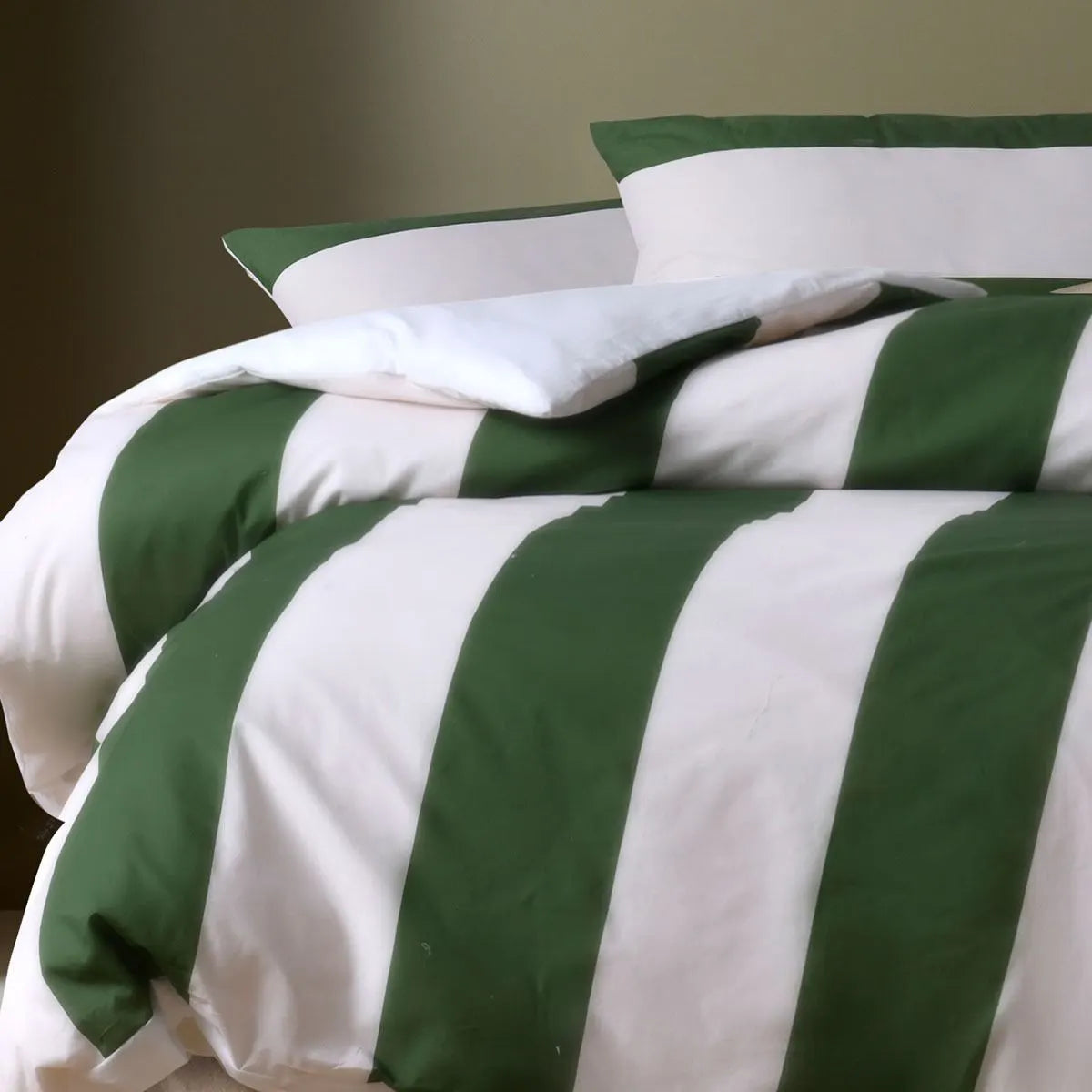 Accessorize Regency Green Striped Washed Cotton Quilt Cover Set Queen - Image 3