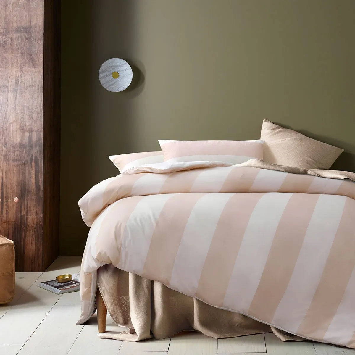 Accessorize Regency Natural Striped Washed Cotton Quilt Cover Set Queen