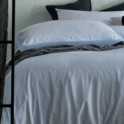Accessorize Ripley Blue Striped Pattern Quilt Cover Set Single - Image 3