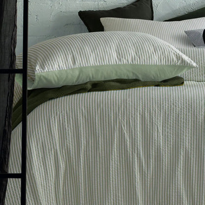Accessorize Sanford Green Striped Pattern Quilt Cover Set Double - Image 3