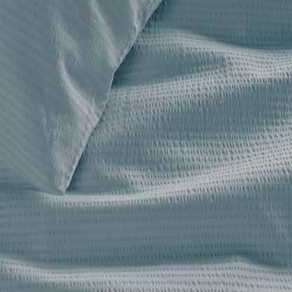 Bedding House Summer Blue Grey Seersucker Cotton Quilt Cover Set King - Image 3