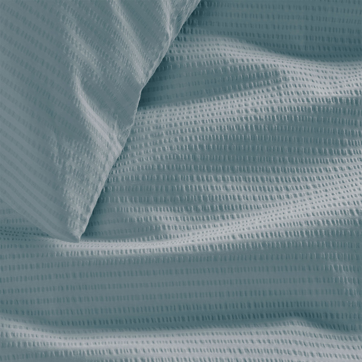 Bedding House Summer Blue Grey Seersucker Cotton Quilt Cover Set Queen - Image 3