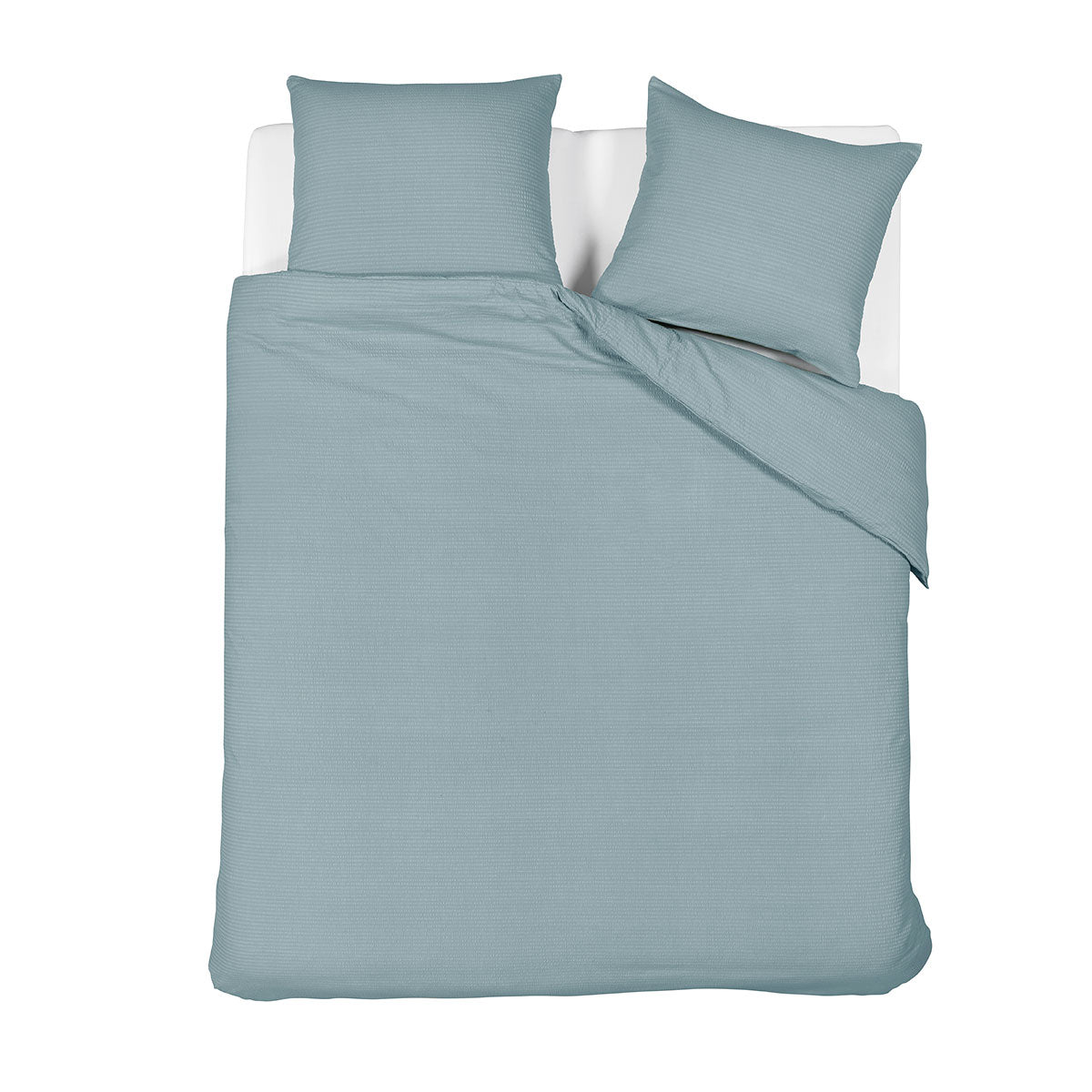 Bedding House Summer Blue Grey Seersucker Cotton Quilt Cover Set Queen - Image 5