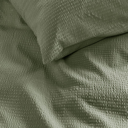 Bedding House Summer Green Seersucker Cotton Quilt Cover Set King - Image 3