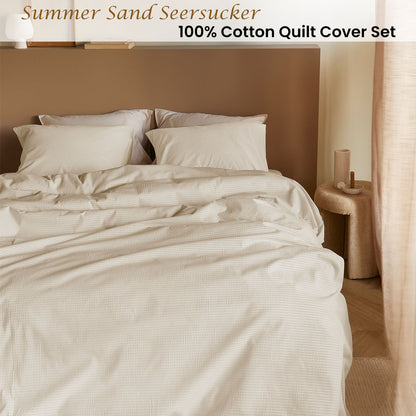 Bedding House Summer Sand Seersucker Cotton Quilt Cover Set Queen - Image 2