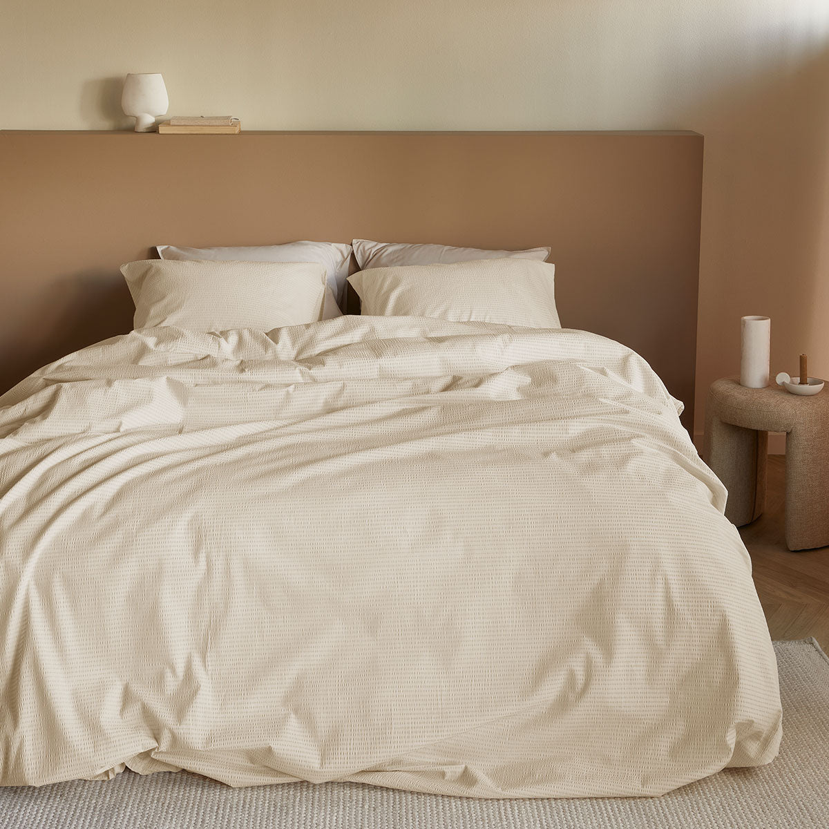 Bedding House Summer Sand Seersucker Cotton Quilt Cover Set Queen - Image 6