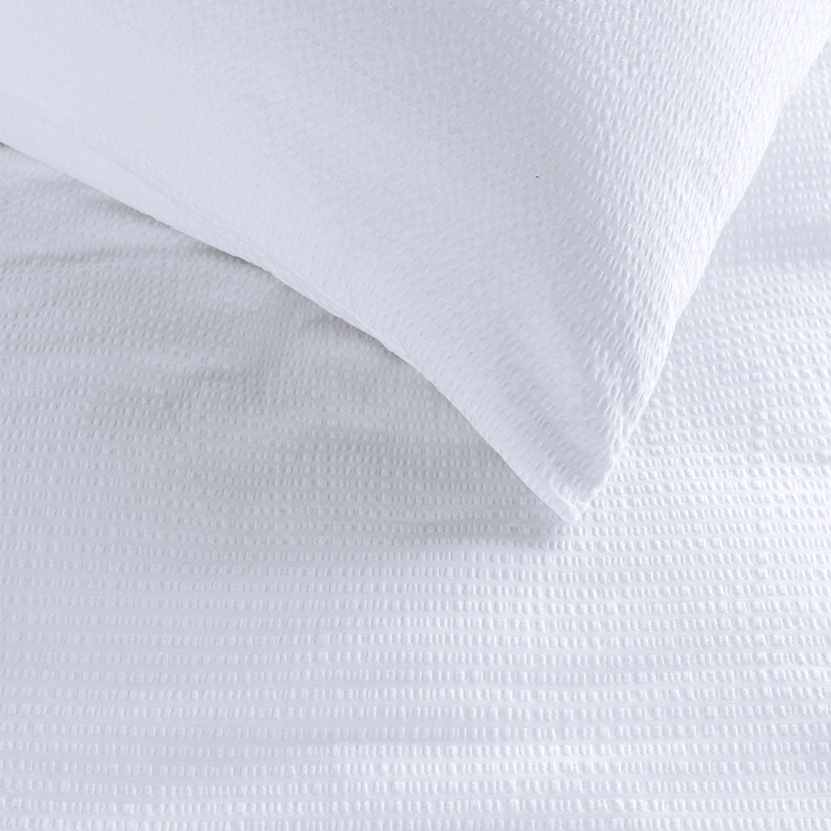 Bedding House Summer White Seersucker Cotton Quilt Cover Set Queen - Image 3