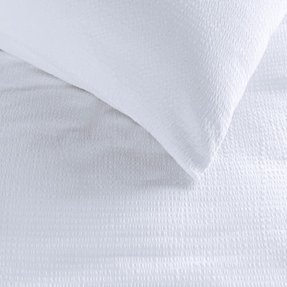 Bedding House Summer White Seersucker Cotton Quilt Cover Set Queen - Image 3