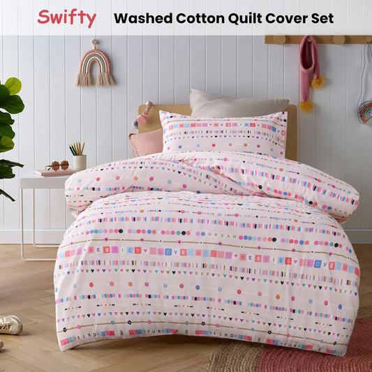 Happy Kids Swifty Washed Quilt Cover Set Double - Image 2