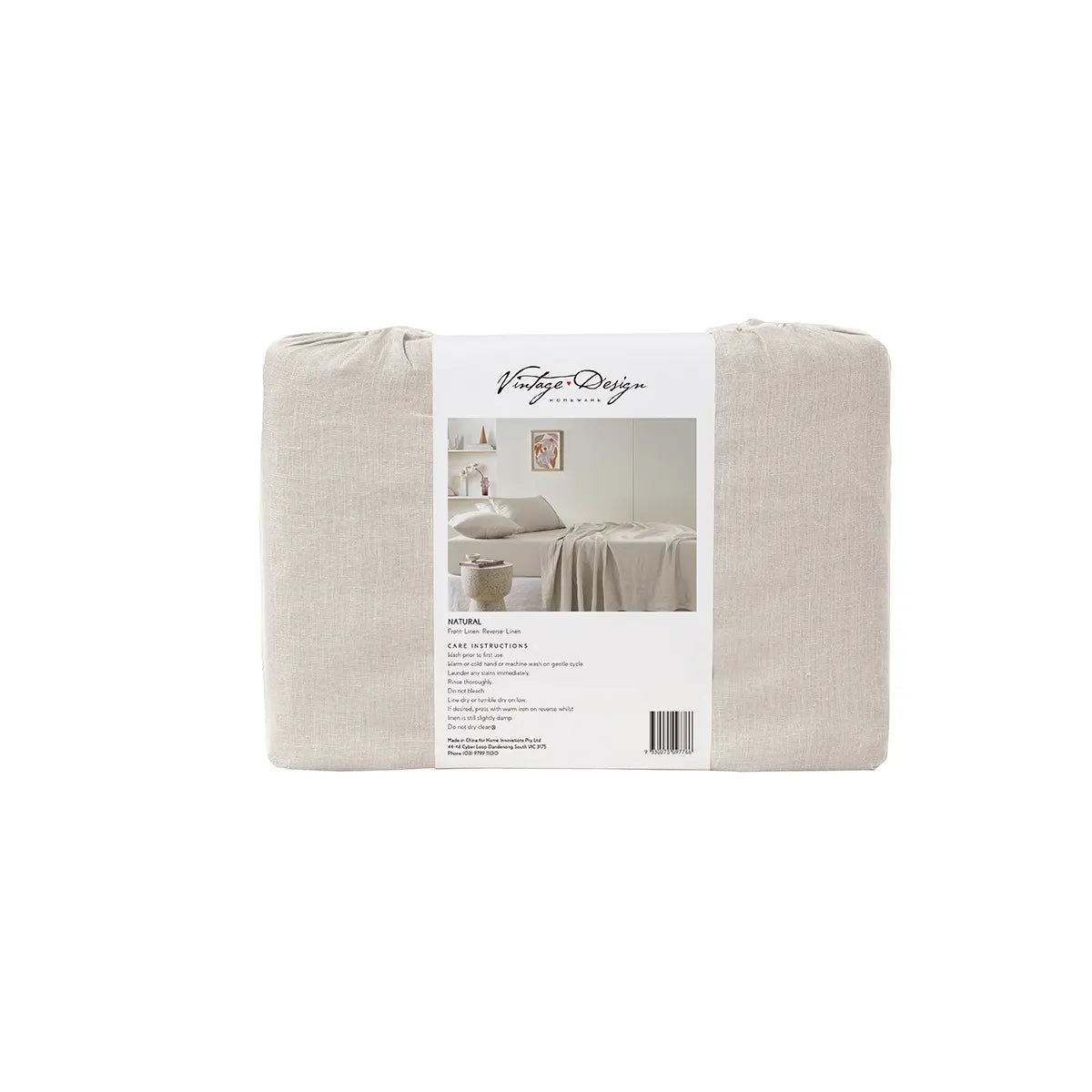 Vintage Design Homewares Natural French Linen Sheet Set King - Image 3