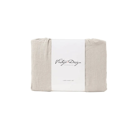 Vintage Design Homewares Natural French Linen Sheet Set King - Image 4