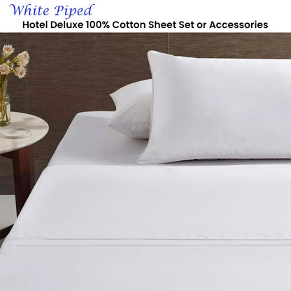 Accessorize White Piped Hotel Deluxe Cotton Sheet Set King - Image 2