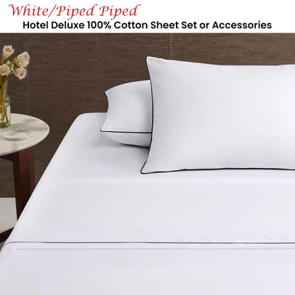 Accessorize White/Black Piped Hotel Deluxe Cotton Sheet Set King - Image 2