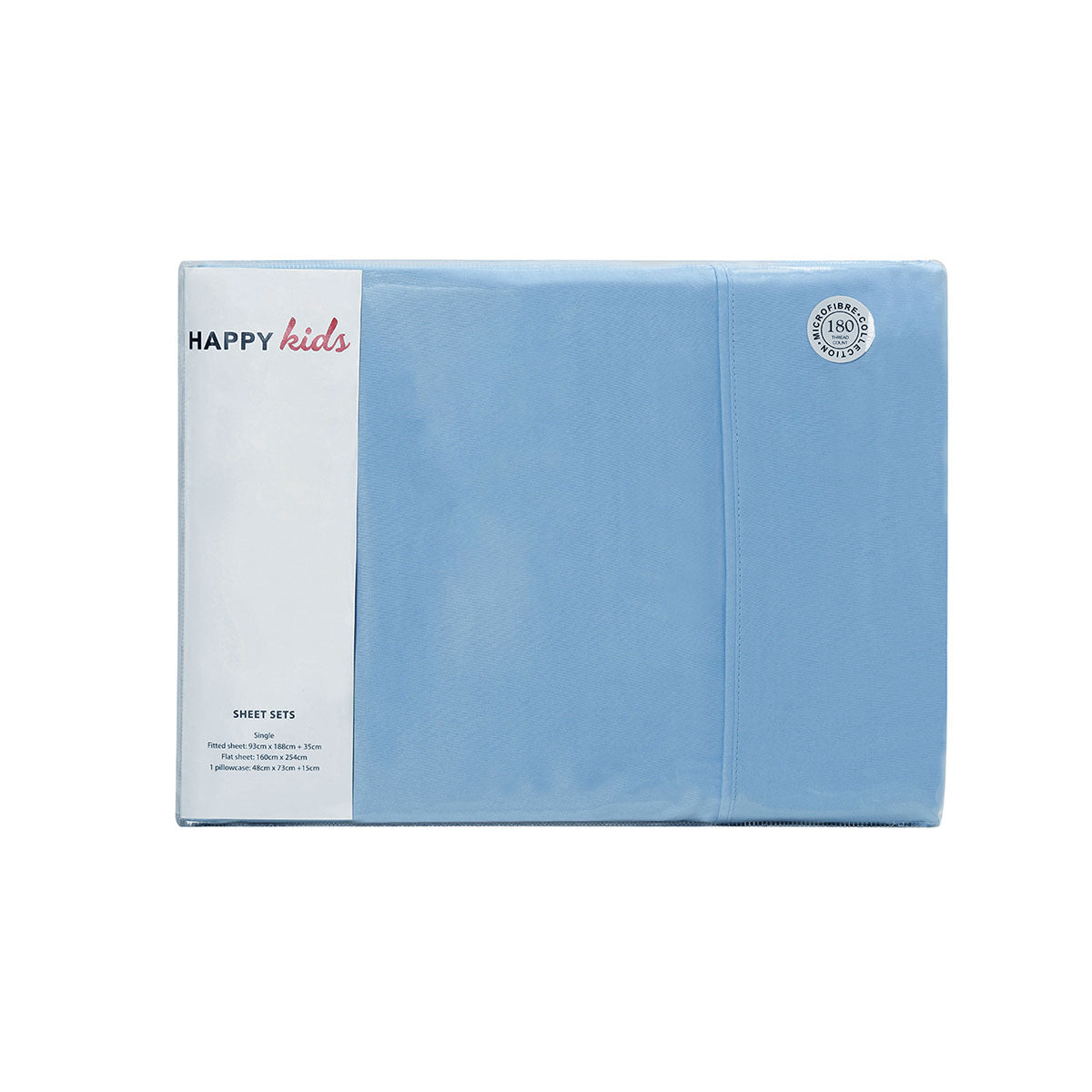 Happy Kids Blue Plain Dyed Microfibre Sheet Set Double - Image 3
