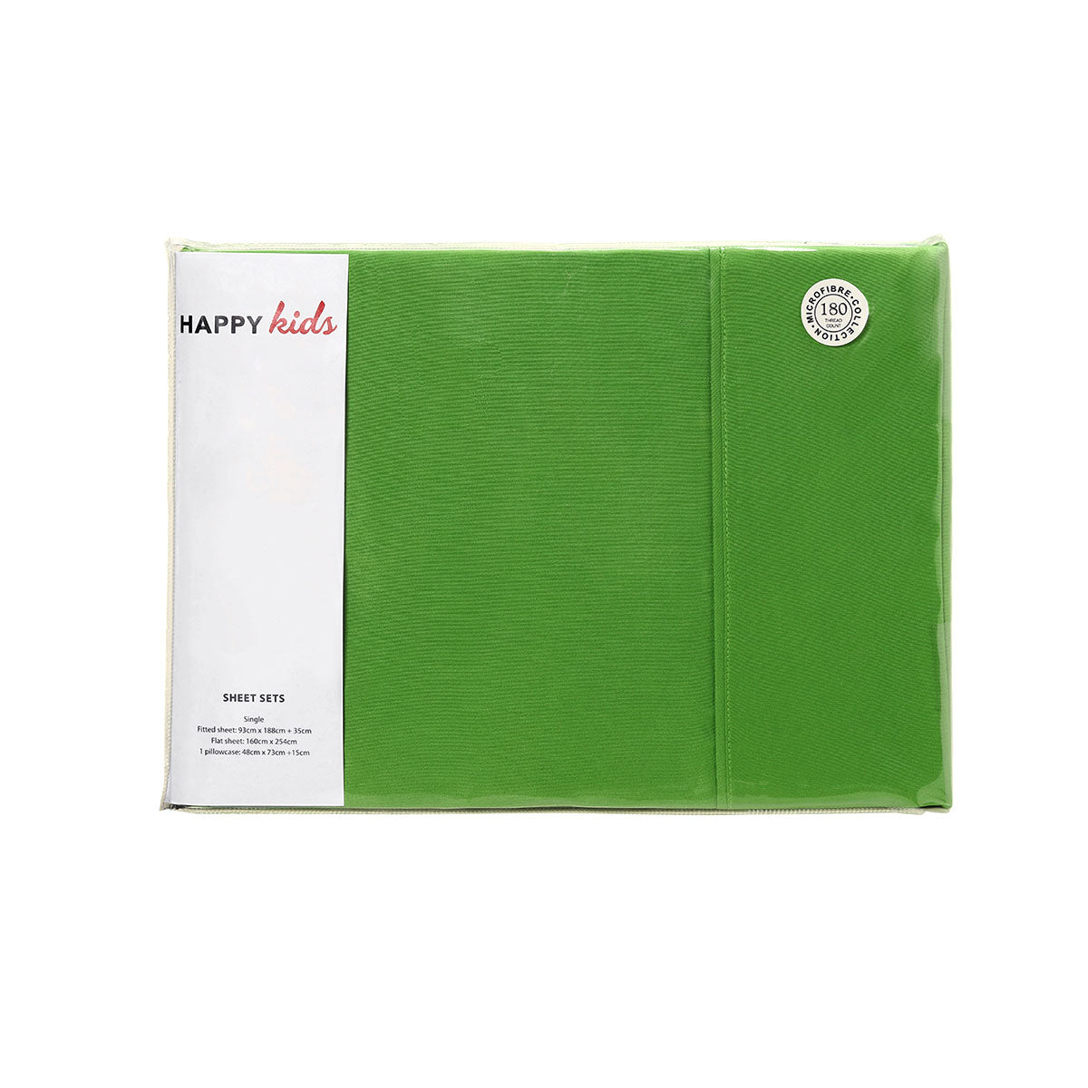Happy Kids Green Plain Dyed Microfibre Sheet Set King Single - Image 3