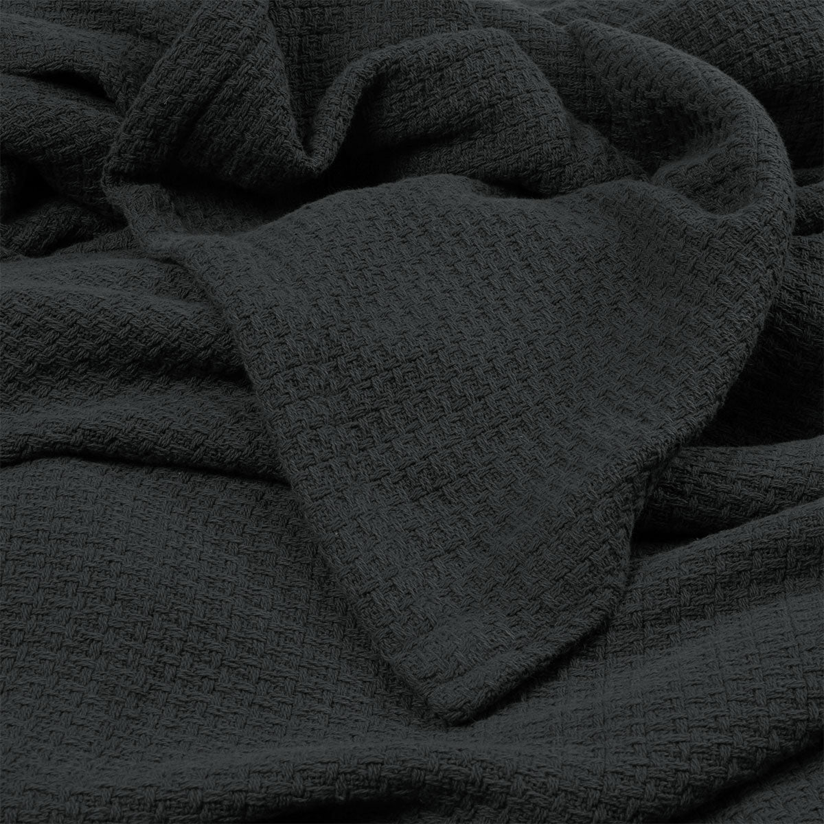 Algodon Sophie Cotton Waffle Blanket Queen 245x240cm Charcoal - Image 4