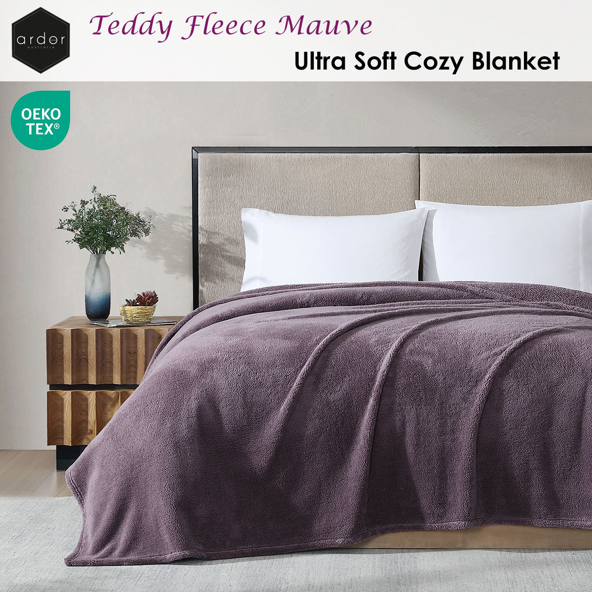 Ardor Teddy Mauve Ultra Soft Cozy Fleece Blanket Queen - Image 2