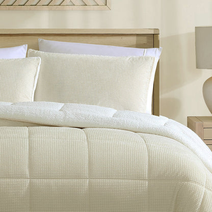 Ardor Avalon Cream 3 Pcs Velvet Comforter Set with Sherpa Reverse Queen/King - Image 3
