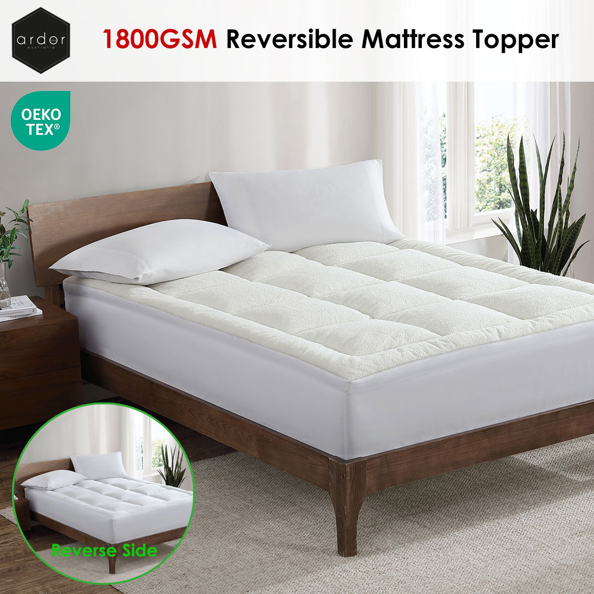 Ardor 1800GSM Reversible Mattress Topper Queen - Image 2