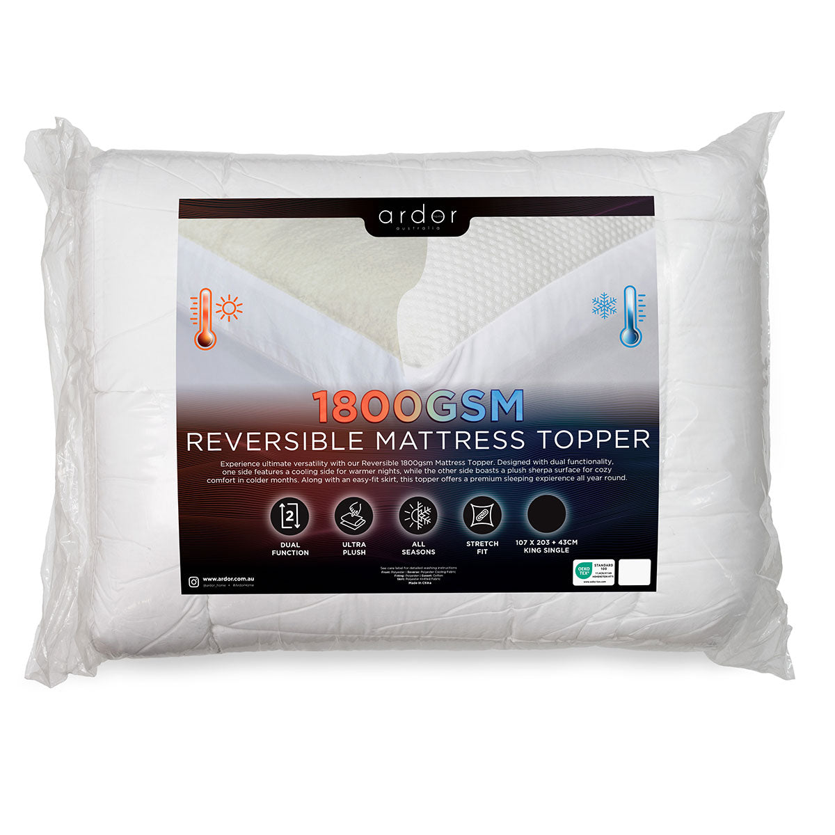 Ardor 1800GSM Reversible Mattress Topper Queen - Image 4