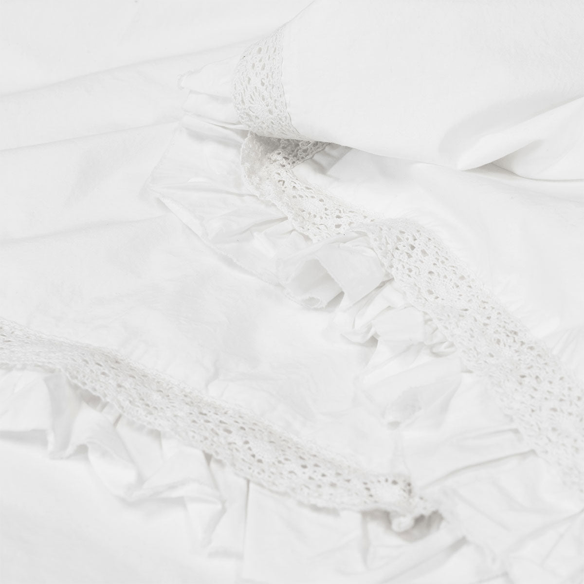 Algodon Adele White Cotton Ruffle Quilt Cover Set King - Image 4