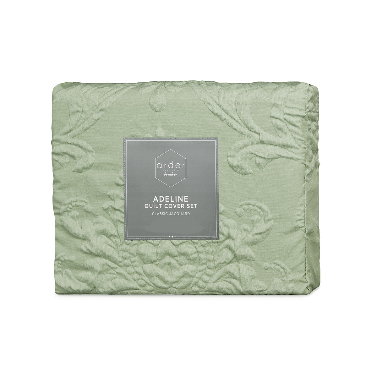 Ardor Adeline Sage Jacquard Damask Quilt Cover Set Queen - Image 5