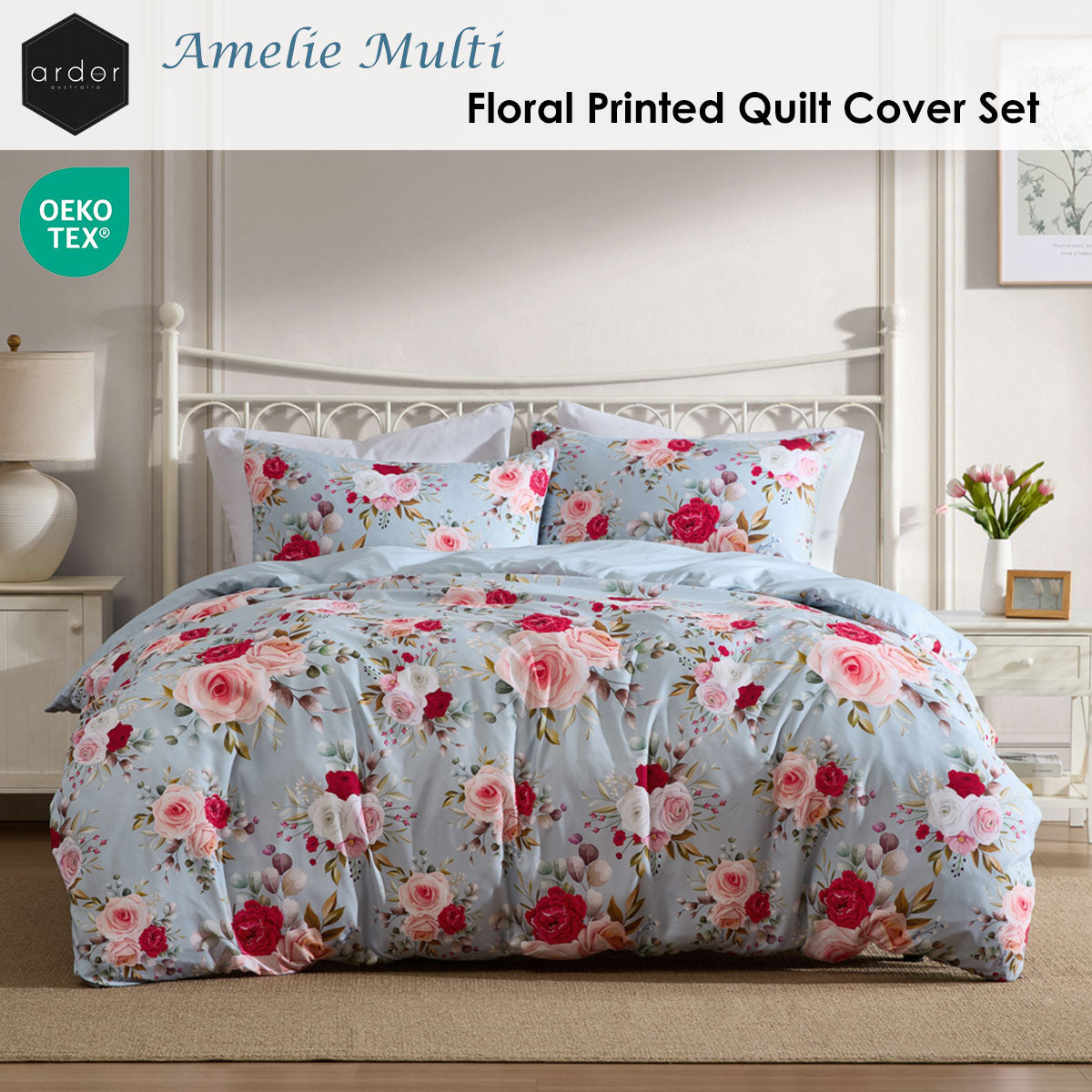 Ardor Amelie Multi Floral Printed Quilt Cover Set King - Image 2