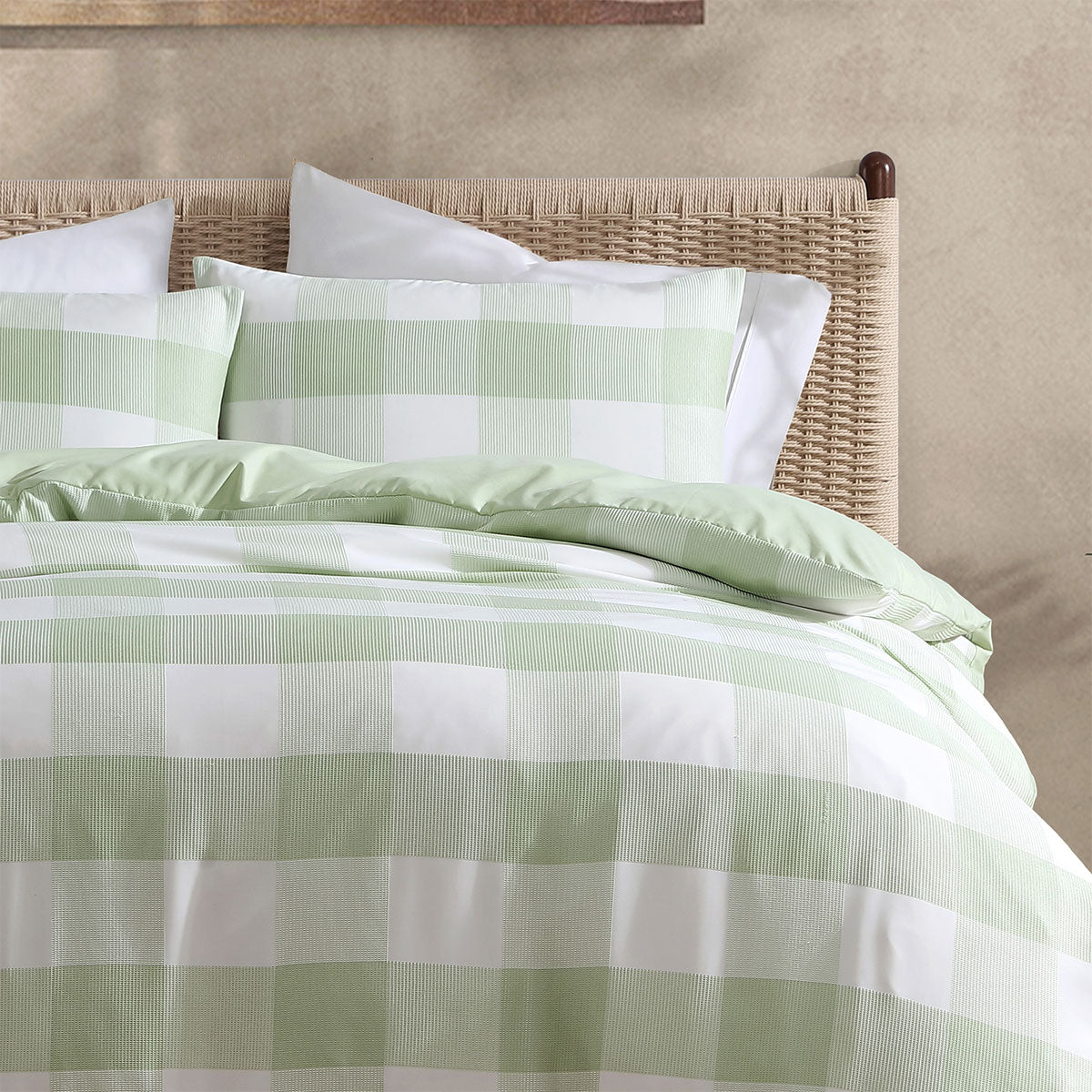 Ardor Ashlea Sage Oversized Waffle Check Quilt Cover Set King - Image 3
