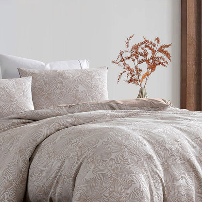 Ardor Avena Almond Textured Floral Jacquard Quilt Cover Set Queen - Image 3