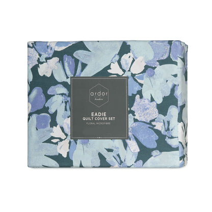 Ardor Eadie Teal Floral Printed Quilt Cover Set Queen - Image 5
