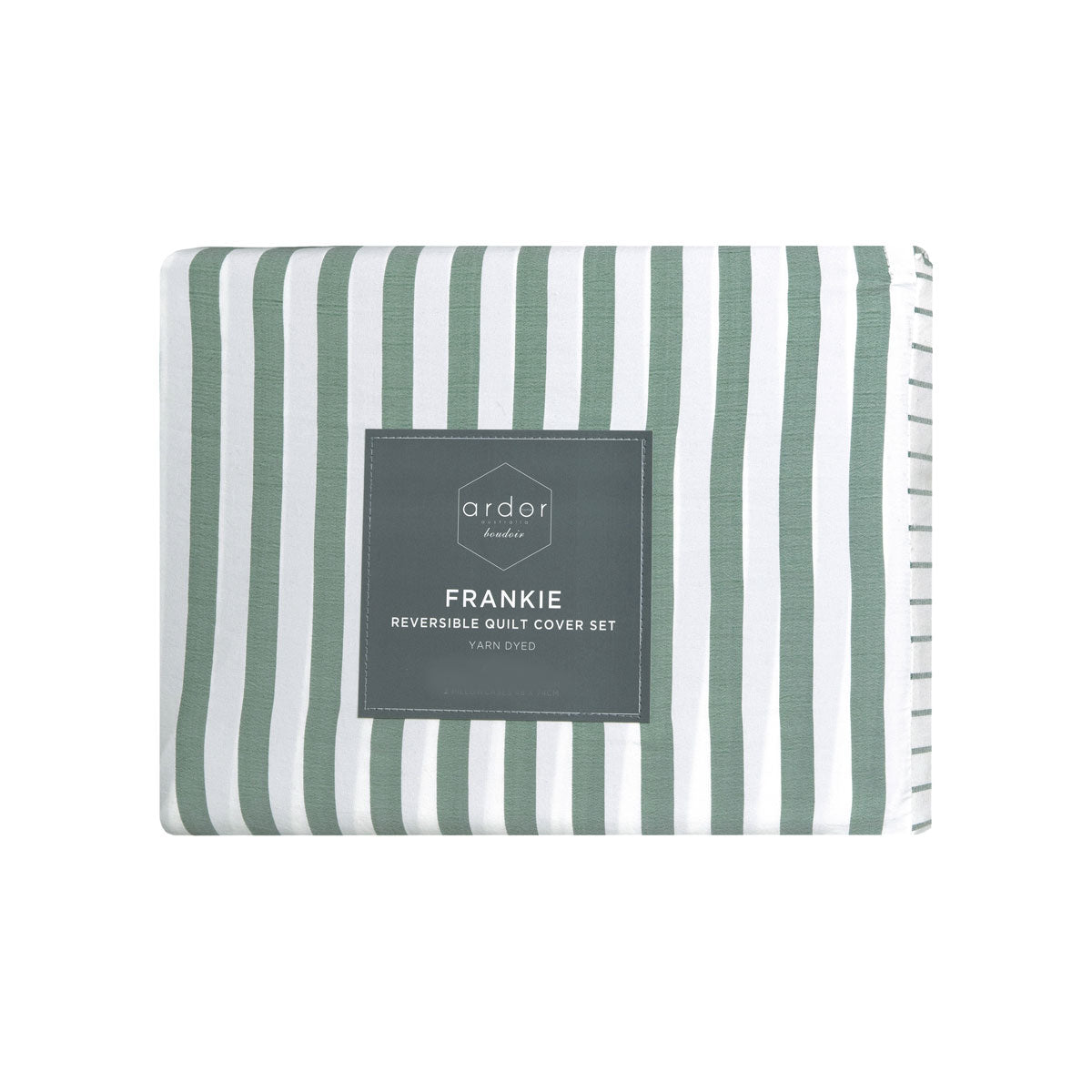 Ardor Frankie Sage Stripe Yarn Dyed Reversible Quilt Cover Set Queen - Image 5